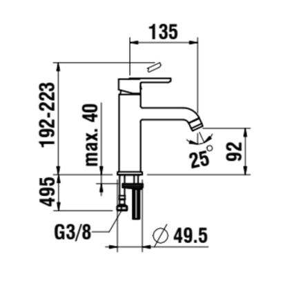 LAUFEN H3110810041201 - Kraan voor wastafel LUA 19,2 cm glanzend chroom