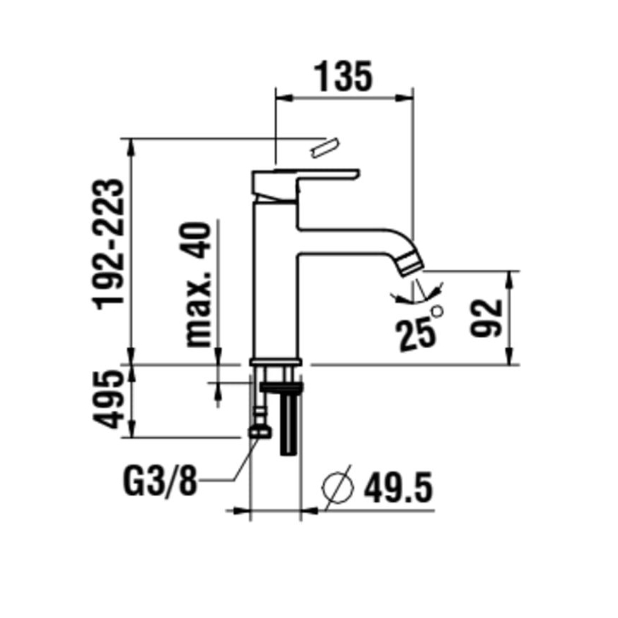 LAUFEN H3110810041201 - Kraan voor wastafel LUA 19,2 cm glanzend chroom