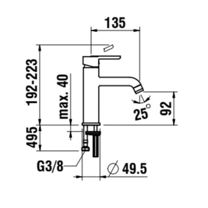 LAUFEN H3110810811201 - Kraan voor wastafel LUA 19,2 cm titanium mat zwart