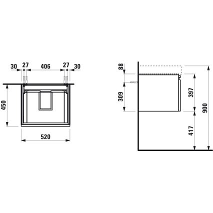 LAUFEN H4833510964751 - PRO wastafelonderkast 52 cm, wit