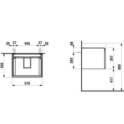 LAUFEN H4833720964791 - Badkamerkast PRO 57 cm voor wastafel, eiken