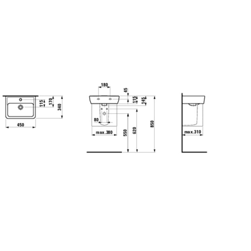 LAUFEN H8119510001041 - Vasque à poser/fixation murale PRO 45x34 cm céramique/blanc