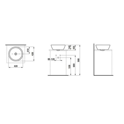 LAUFEN H8129620001091 - Aanrecht wastafel PRO diameter 42 cm keramiek/wit