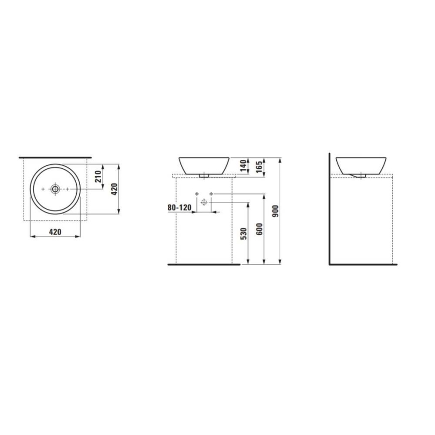 LAUFEN H8129620001091 - Aanrecht wastafel PRO diameter 42 cm keramiek/wit