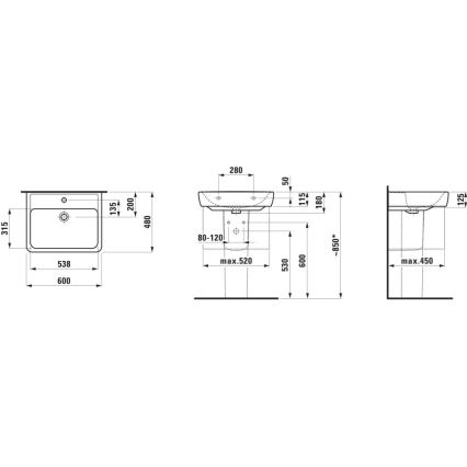 LAUFEN H8166120001311 - Vasque d'angle murale PRO 45x46 cm céramique/blanc