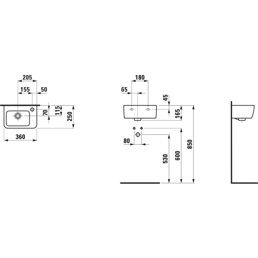 LAUFEN H8169550001061 - Vasque murale PRO 36x25 cm céramique/blanc