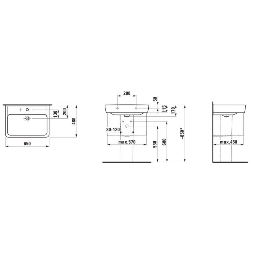 LAUFEN H8189530001041 - Vasque à poser/fixation murale PRO 65x48 cm céramique/blanc