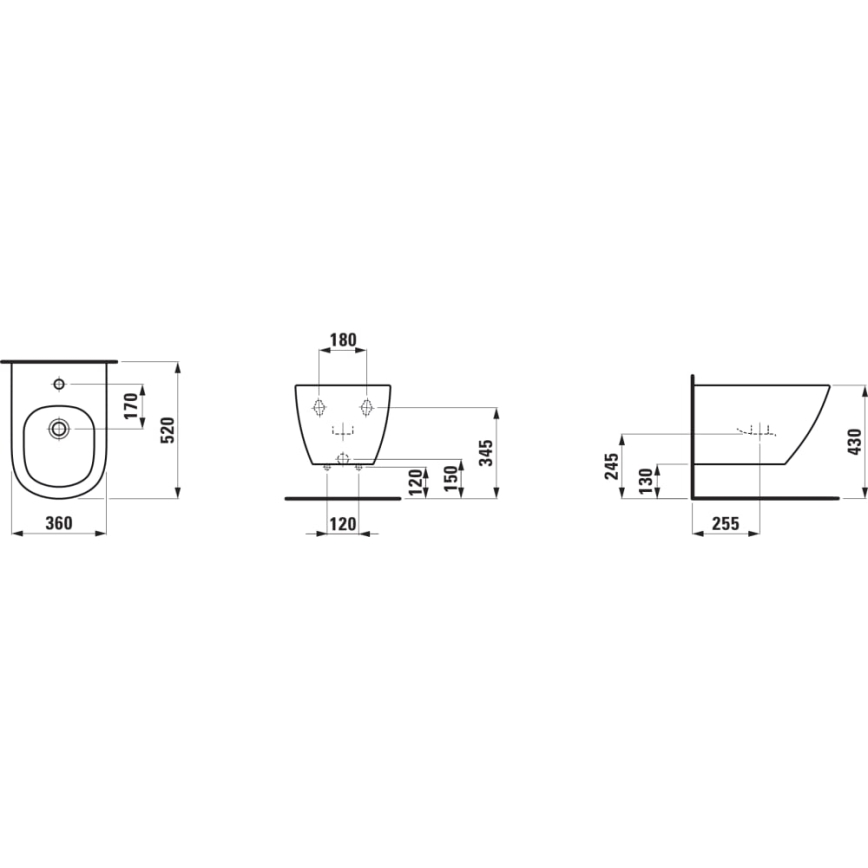 LAUFEN H8300810003021 - Hangend bidet LUA keramiek/wit