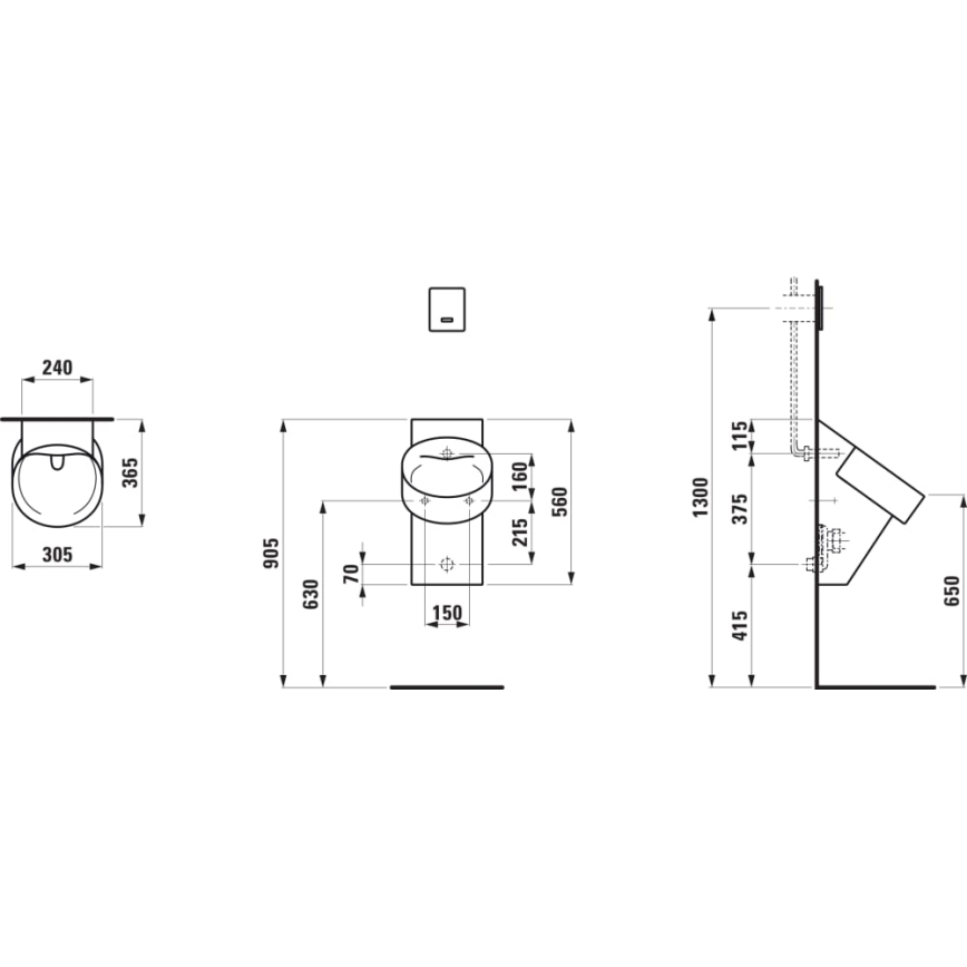 LAUFEN H8402857160001 - Urinoir VAL, achteraansluiting, achterafvoer, keramiek/mat zwart