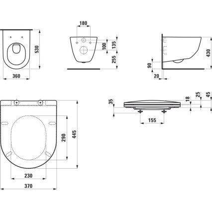 LAUFEN H8669530000001 - Hangend toilet PRO keramiek/wit + toiletbril SoftClose PRO duroplast/wit