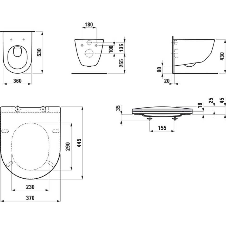 LAUFEN H8669530000001 - Hangend toilet PRO keramiek/wit + toiletbril SoftClose PRO duroplast/wit