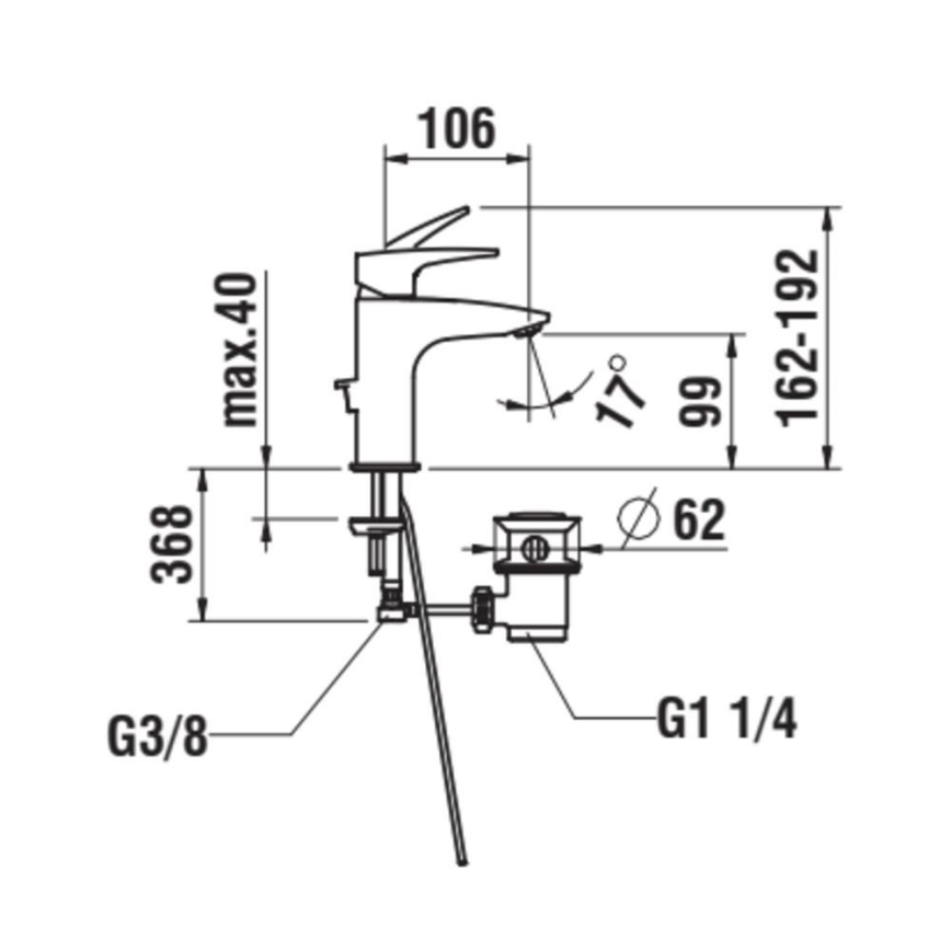 LAUFEN HF500701100000 - Wastafelmengkraan + overloopafvoer LAURIN 16,2 cm glanzend chroom