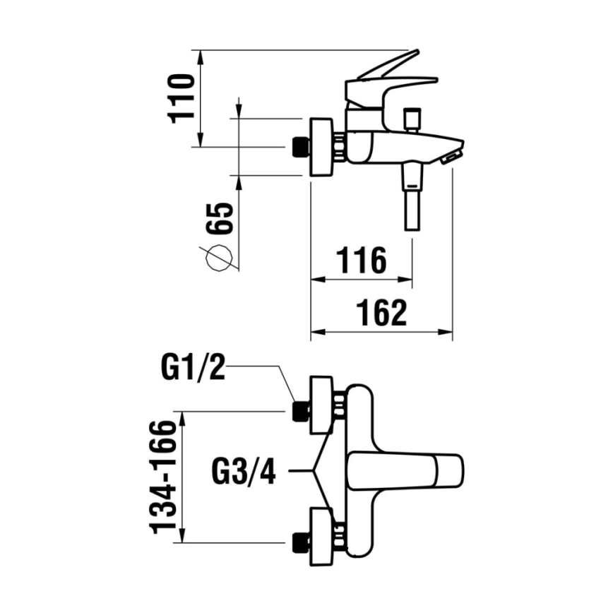 LAUFEN HF500760100600 - Badset met badkraan LAURIN, glanzend chroom