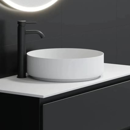 Lavabo à poser LJORDAL Ø 40 cm acier/blanc