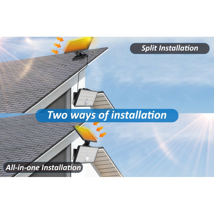 Top Light - Projecteur mural solaire avec détecteur HELEON VARIO LED/8W/3,7V IP65 4000K 2200 mAh + Télécommande