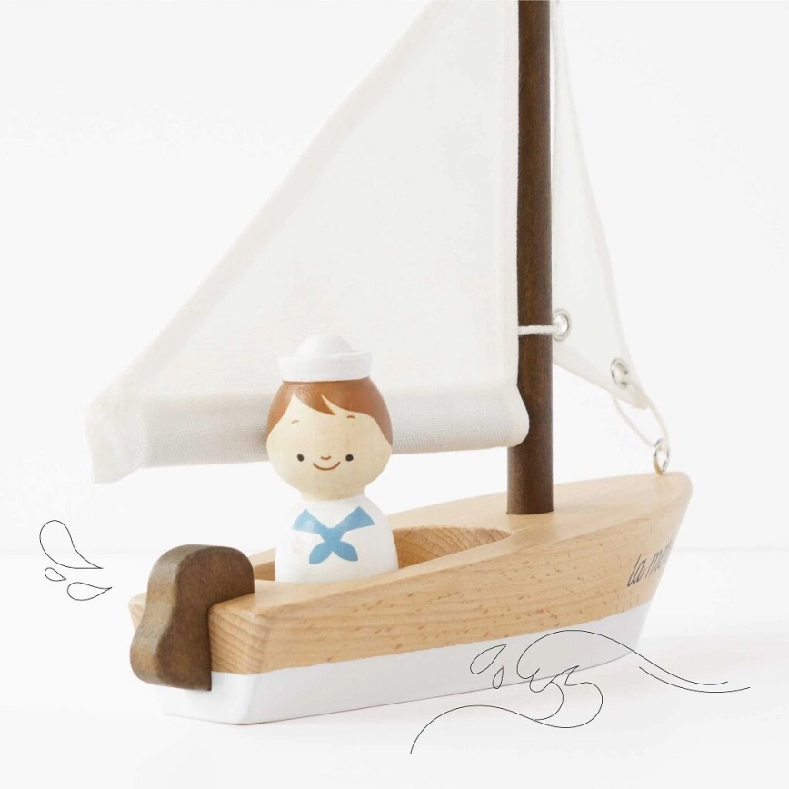 Le Toy Van - Houten zeilboot met kapitein beuken