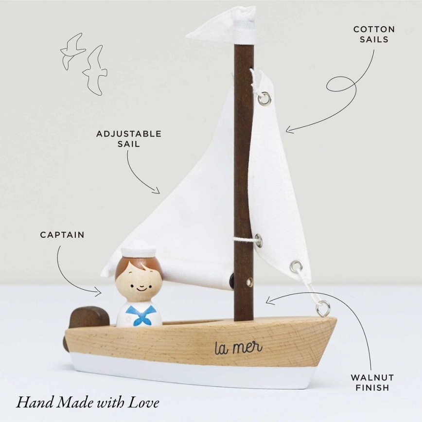 Le Toy Van - Houten zeilboot met kapitein beuken