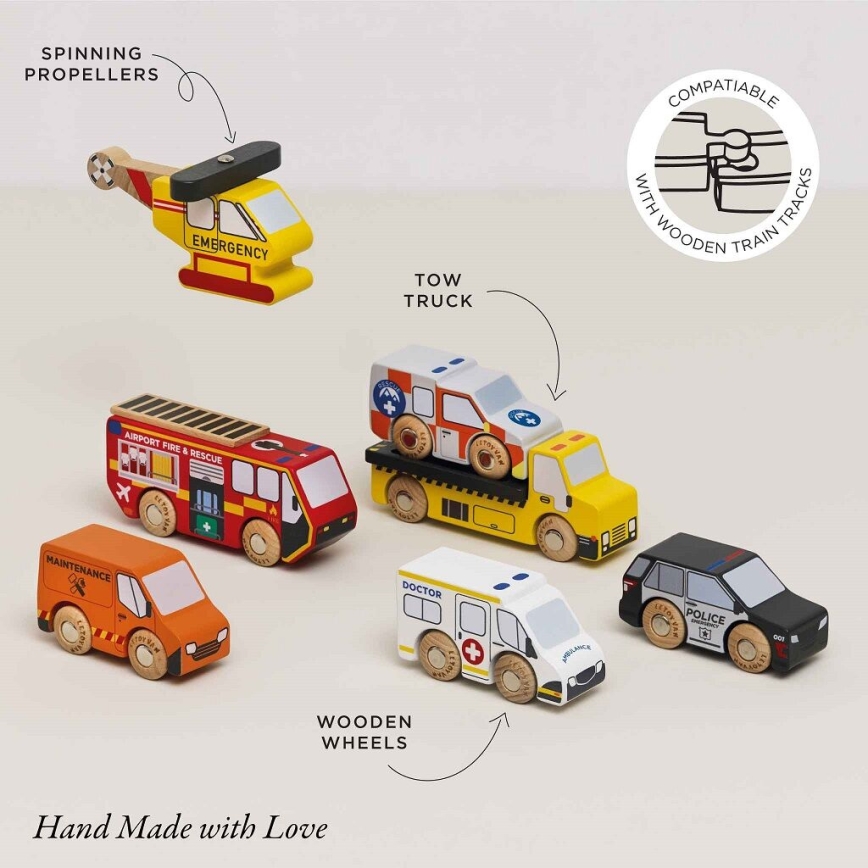 Le Toy Van - Lot de voitures de secours avec hélicoptère