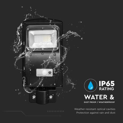LED Lampe solaire à intensité variable avec détecteur de mouvement et de crépuscule LED/6W/3,2V 6000K IP65 5000 mAh noir + Télécommande