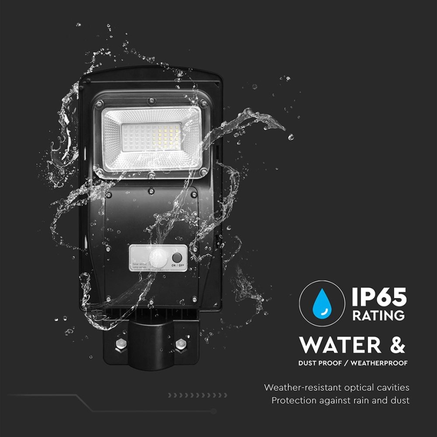 LED Lampe solaire à intensité variable avec détecteur de mouvement et de crépuscule LED/6W/3,2V 6000K IP65 5000 mAh noir + Télécommande