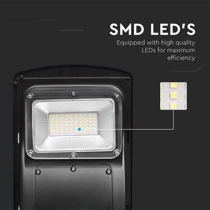 LED Lampe solaire à intensité variable avec détecteur de mouvement et de crépuscule LED/6W/3,2V 6000K IP65 5000 mAh noir + Télécommande