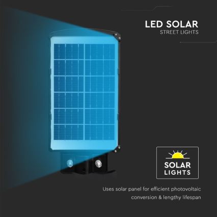 LED Lampe solaire à intensité variable avec détecteur de mouvement et de crépuscule LED/6W/3,2V 6000K IP65 5000 mAh noir + Télécommande