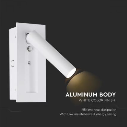 LED Applique murale spot LED/2W/230V 3000K blanche