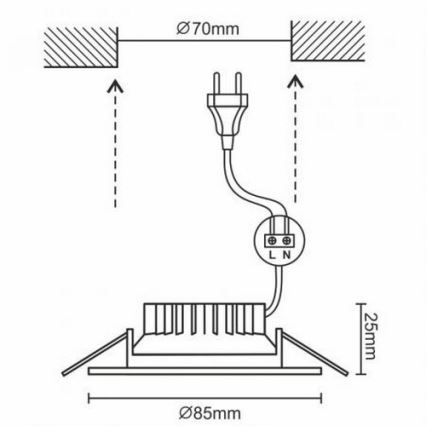 LED Badkamer inbouwspot LED/7W/230V 4000K zilver IP44