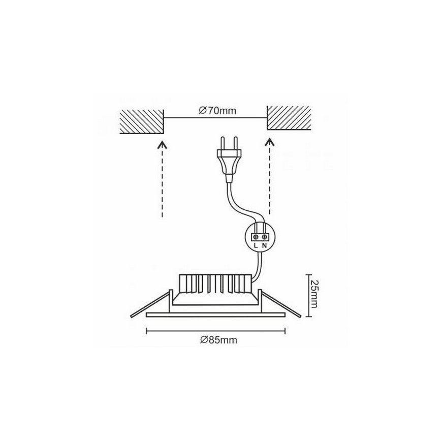 LED Badkamer inbouwspot LED/7W/230V 4000K zilver IP44