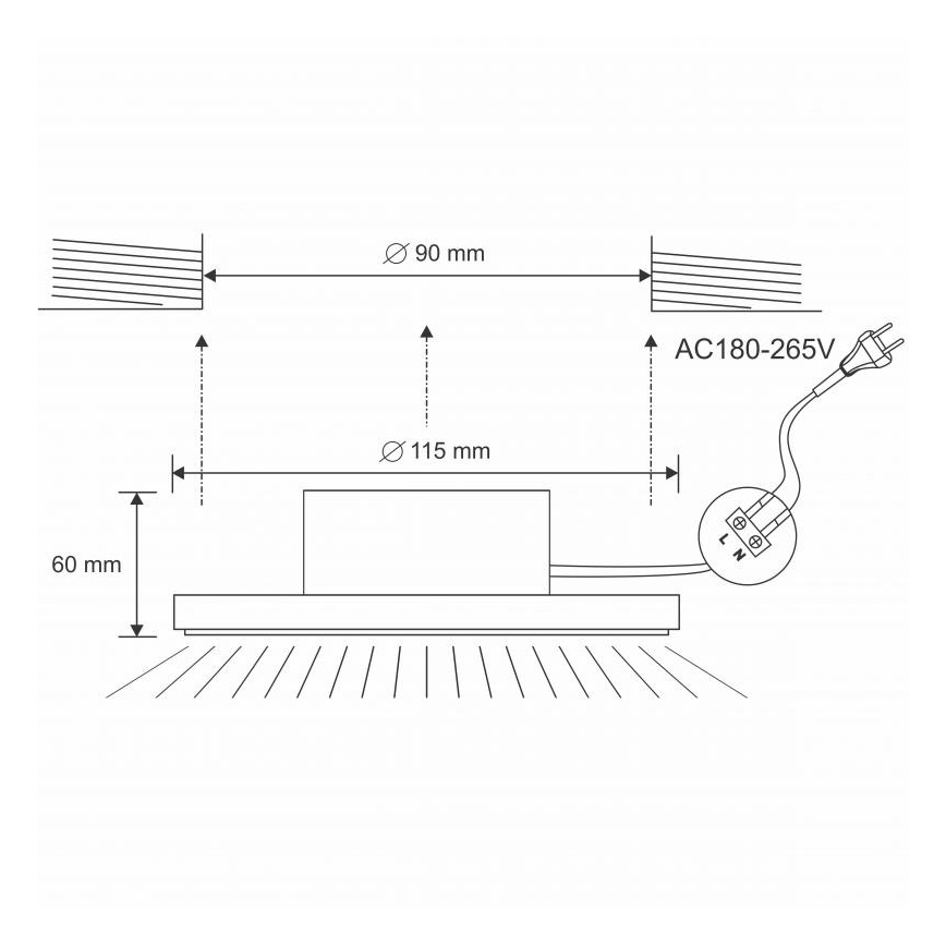 LED Badkamer inbouwverlichting LED/10W/230V 4000K wit IP44