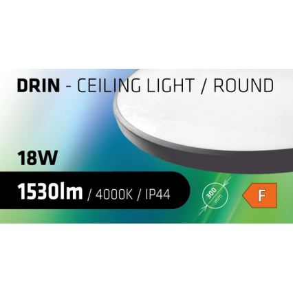 LED Badkamer plafondlamp CIRCLE LED/18W/230V 4000K diameter 30 cm IP44 zwart