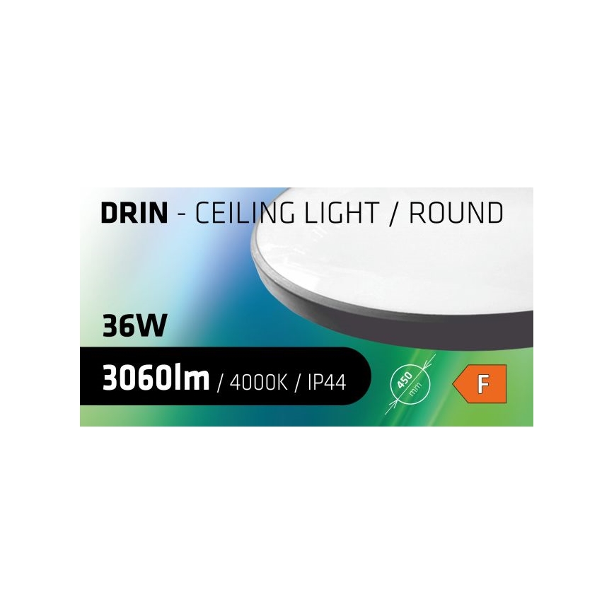 LED Badkamer plafondlamp CIRCLE LED/36W/230V 4000K diameter 45 cm IP44 zwart