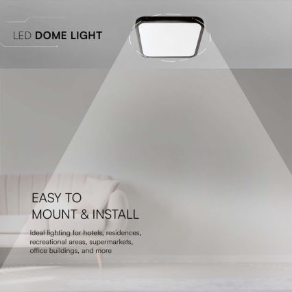 LED Badkamer plafondlamp LED/18W/230V 3000K IP44 25x25 cm zwart