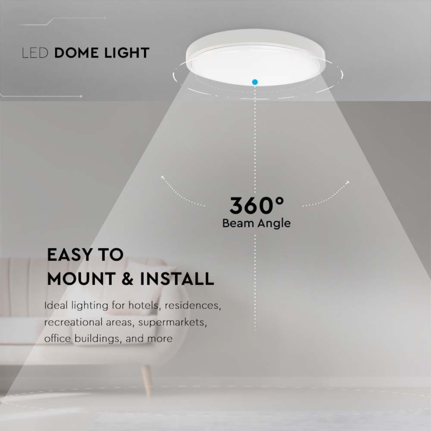 LED Badkamer plafondlamp LED/30W/230V 3000K IP44 diameter 42 cm wit
