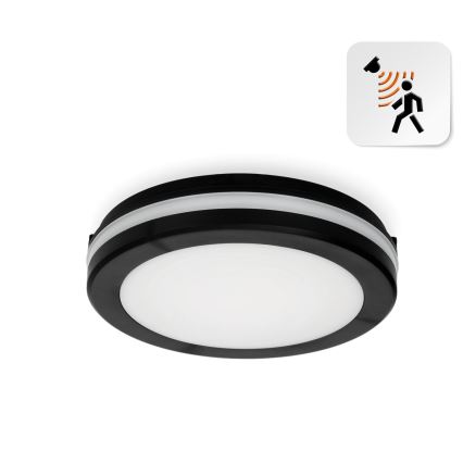 LED Badkamer plafondlamp met sensor LED/12W/230V 3000/4000/6500K IP65 diameter 20 cm zwart + afstandsbediening