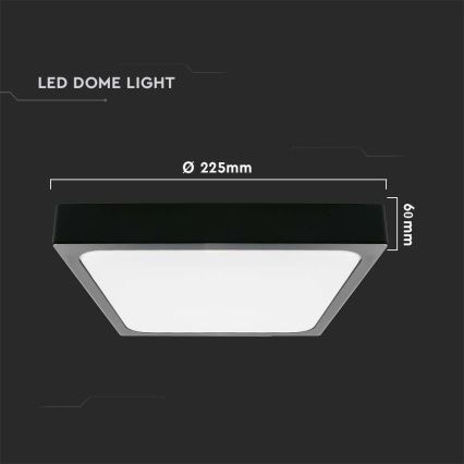 LED Badkamer plafondlamp met sensor LED/18W/230V 4000K IP44 22,5x22,5 cm zwart