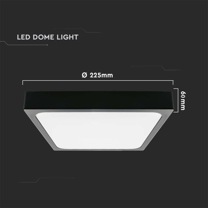 LED Badkamer plafondlamp met sensor LED/18W/230V 4000K IP44 22,5x22,5 cm zwart