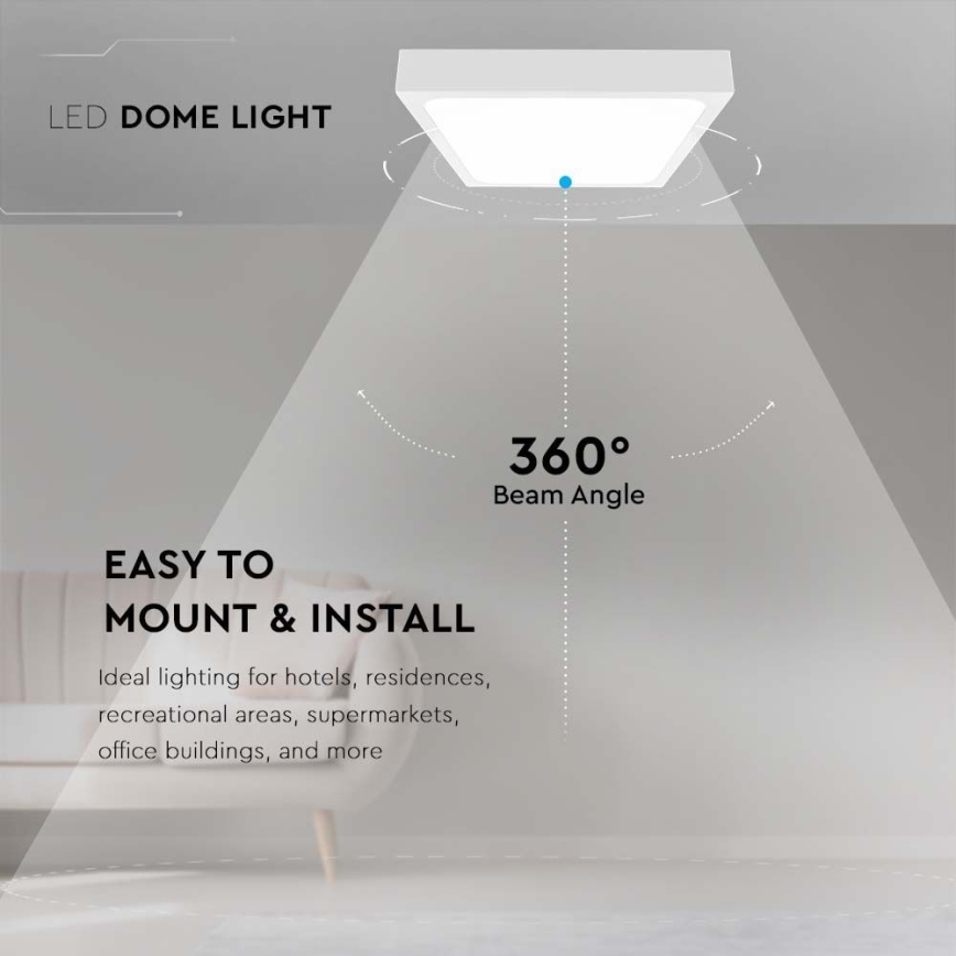 LED Badkamer plafondlamp met sensor LED/24W/230V 4000K IP44 29,5x29,5 cm wit