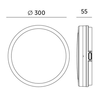 LED Badkamer plafondlamp met sensor LED/24W/230V 3000/4000/6500K IP65 diameter 30 cm zwart + afstandsbediening