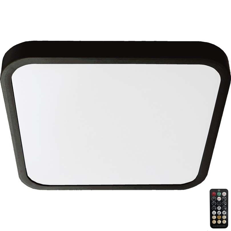 LED Badkamer plafondlamp met sensor LED/36W/230V 4000K IP44 42x42 cm zwart + afstandsbediening