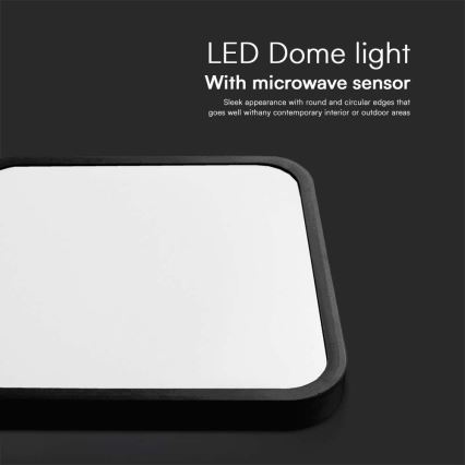 LED Badkamer plafondlamp met sensor LED/36W/230V 4000K IP44 42x42 cm zwart + afstandsbediening