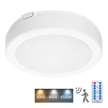 LED Badkamer plafondlamp met sensor NAIROS LED/12W/230V IP65 3000/4000/6500K diameter 20 cm wit + afstandsbediening