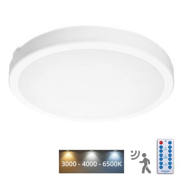 LED Badkamer plafondlamp met sensor NAIROS LED/36W/230V IP65 3000/4000/6500K diameter 40 cm wit + afstandsbediening
