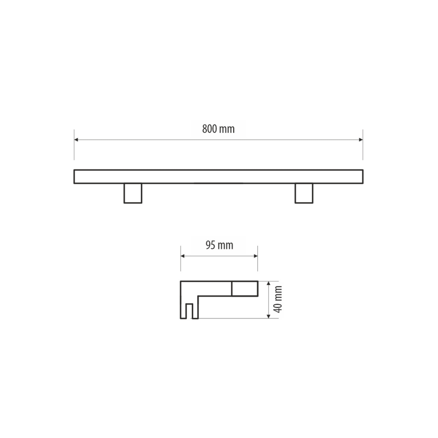LED Badkamer spiegelverlichting MIRROR LED/12W/230V 80 cm IP44 zwart