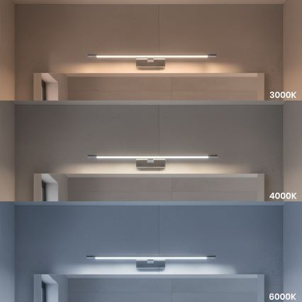 LED-spiegelverlichting KLIMT voor de badkamer, 12W, 230V, 3000/4000/6000K, 60 cm, IP44, glanzend chroom