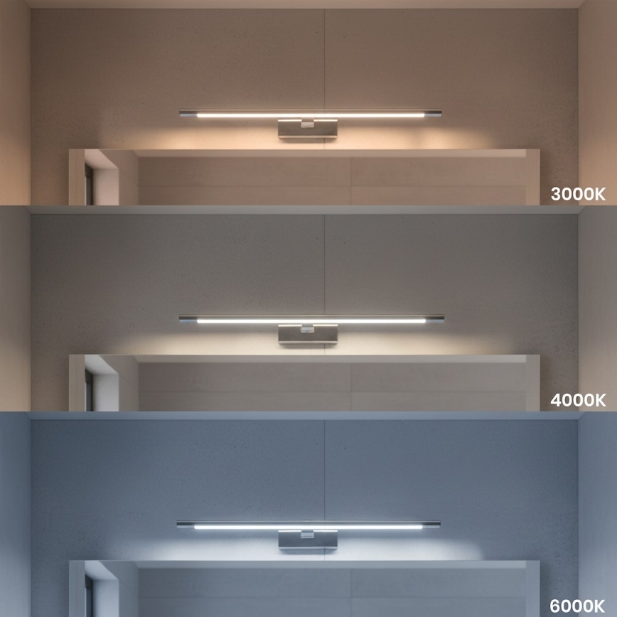 LED-spiegelverlichting KLIMT voor de badkamer, 12W, 230V, 3000/4000/6000K, 60 cm, IP44, glanzend chroom