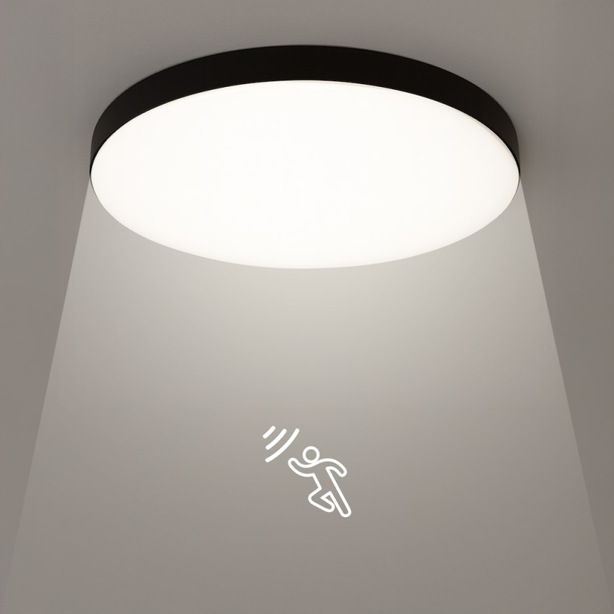 LED Badkamer plafondlamp met sensor MAYA LED/13W/230V Ø 33 cm IP44 zwart