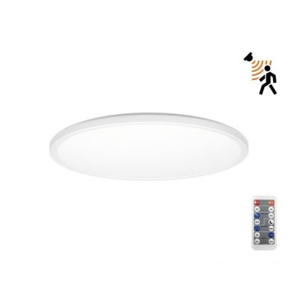 LED Badkamerlamp met bewegings- en schemersensor NIVERA LED/12W/230V IP54 3000/4000/6000K Ø 22,5 cm wit + afstandsbediening