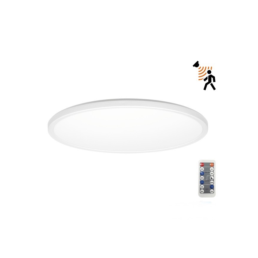 LED Badkamerlamp met bewegings- en schemersensor NIVERA LED/18W/230V IP54 3000/4000/6000K Ø 30 cm wit + afstandsbediening