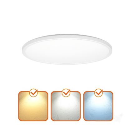 LED Badkamerlamp met bewegings- en schemersensor NIVERA LED/18W/230V IP54 3000/4000/6000K Ø 30 cm wit + afstandsbediening